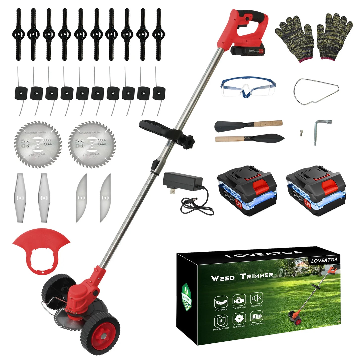 21V Cordless Grass Trimmer 3in1 With Batteries And Charger