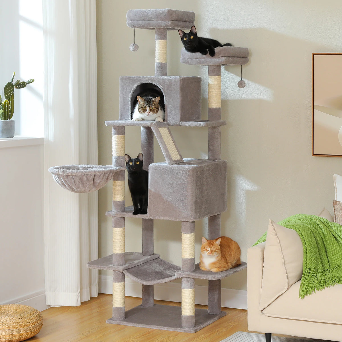 Pawz Road Indoor Cat Tree With Hammock And Scratching Posts