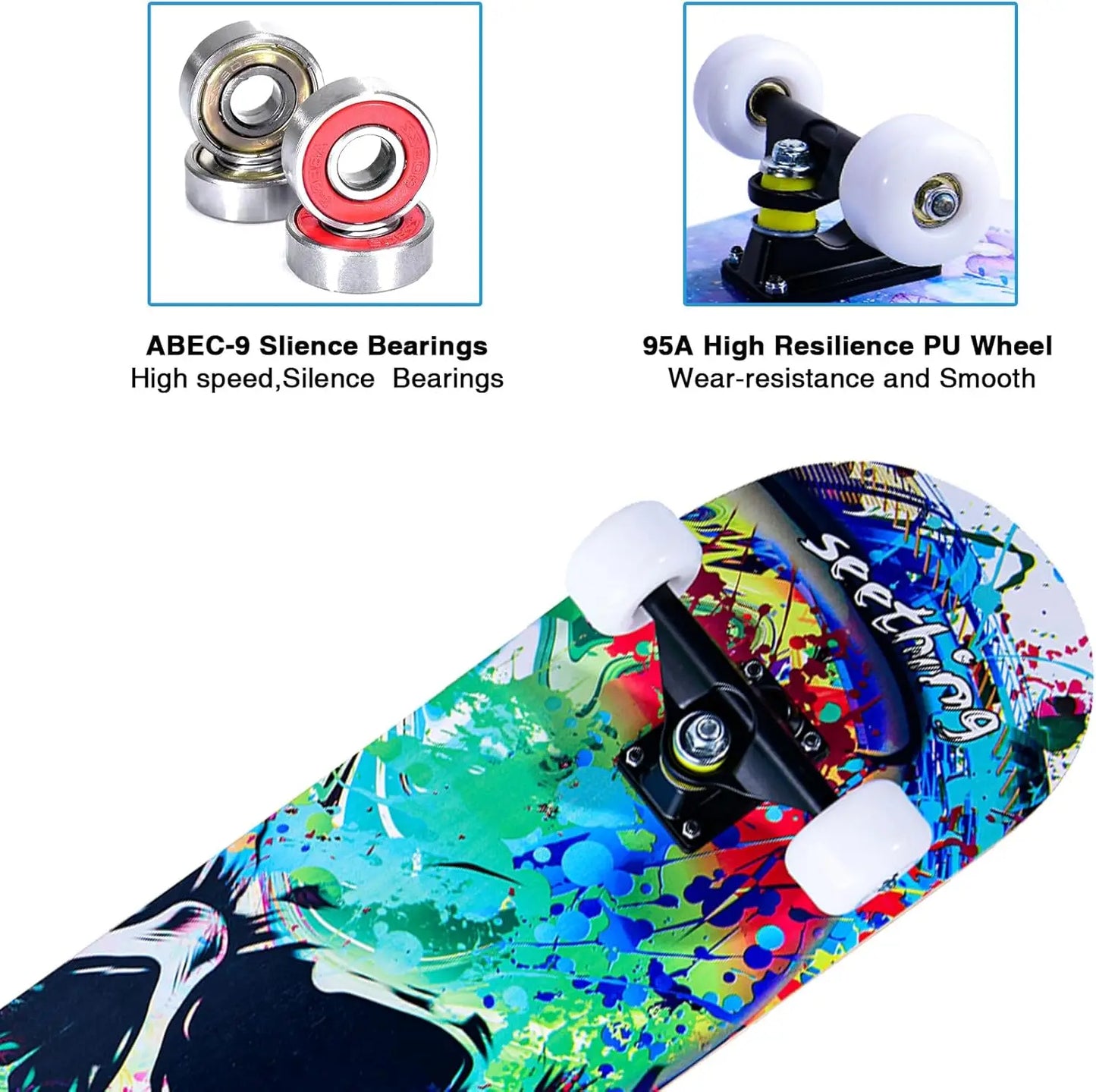 Beginner Skateboard For All Ages With Double Kick Concave
