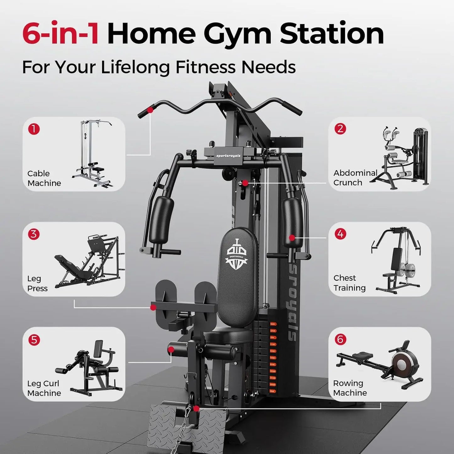 FED Fitness Home Gym Equipment 150LBS Weight Stack Full Body Workout