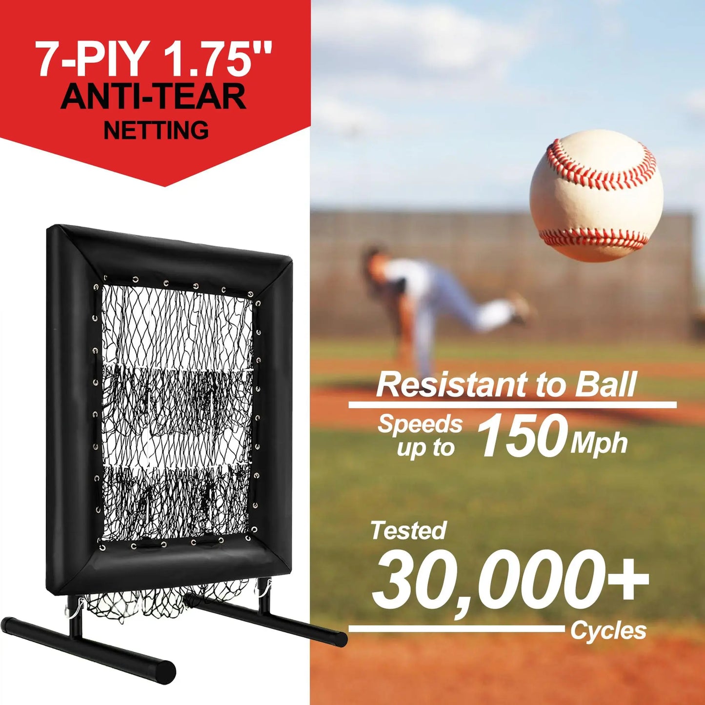 HiMISS Adjustable Pitching Net With Strike Zone Rebound Baseball