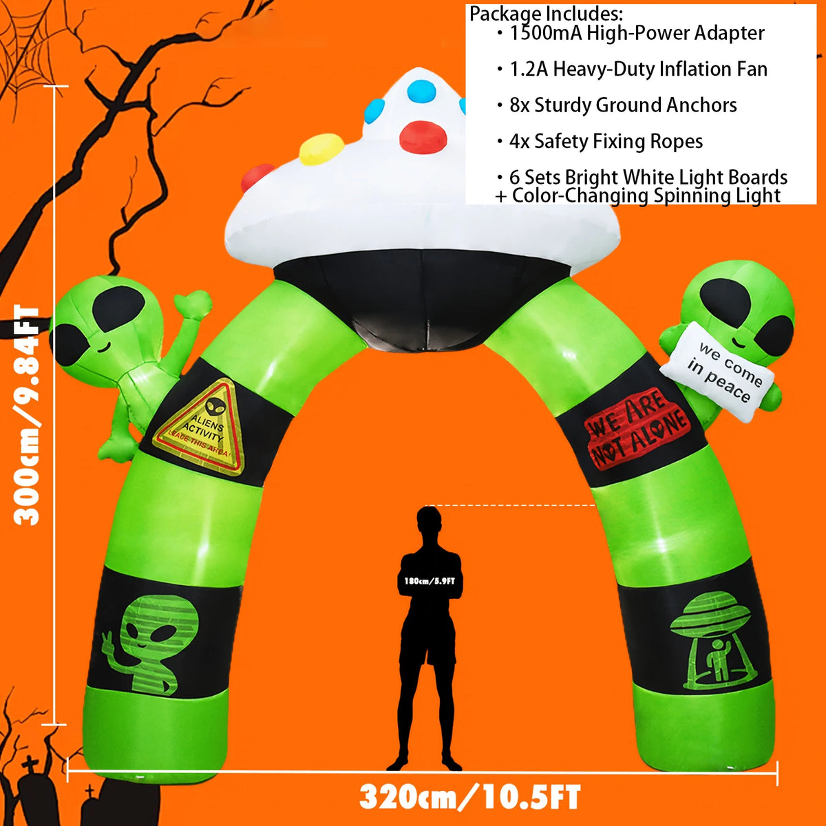 Halloween Inflatable Alien Archway With Built In LED Lights Decoration
