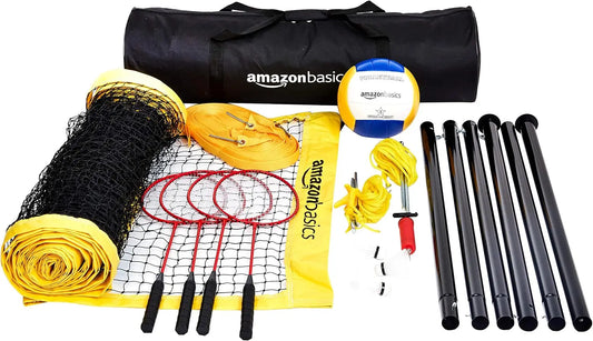 Portable Outdoor Volleyball And Badminton Combo Set With Poles