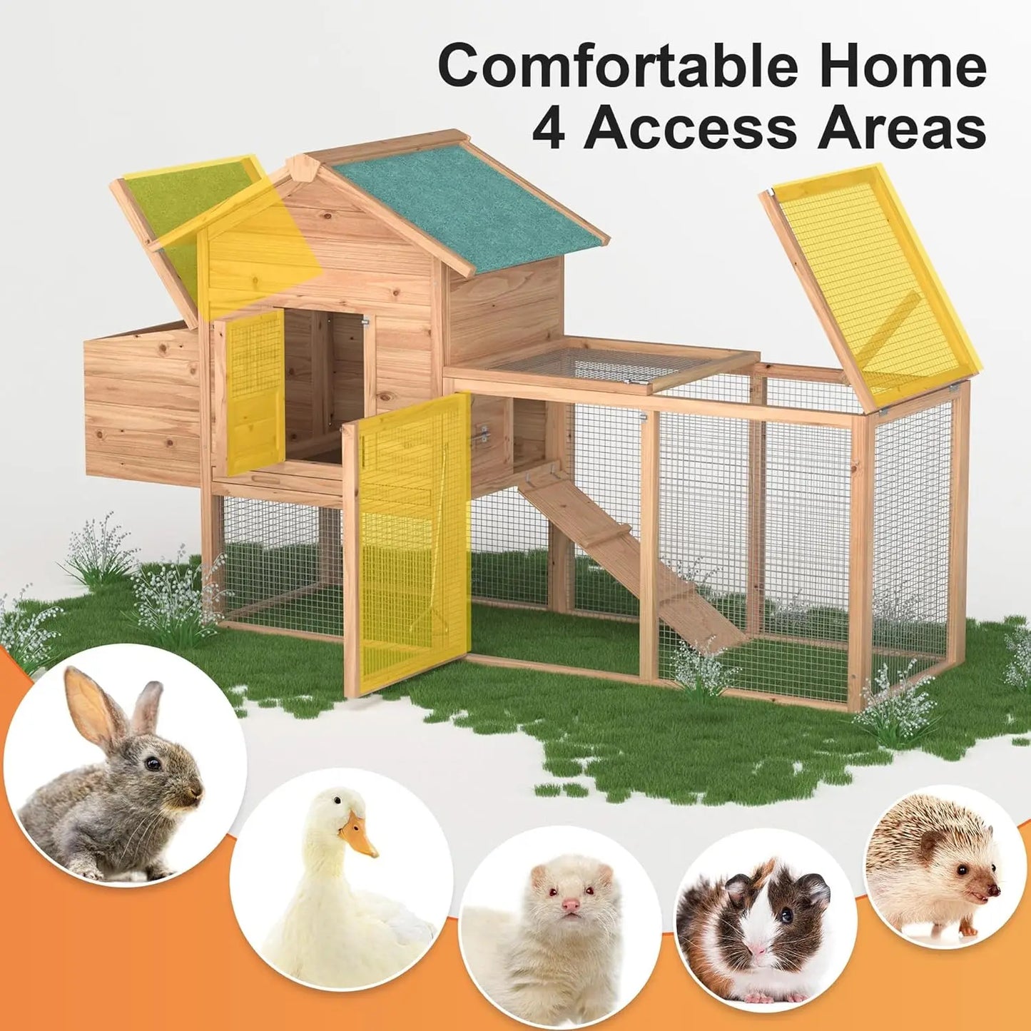 Outdoor Chicken Coop for 2 to 4 Chickens With Waterproof Roof and Ramp
