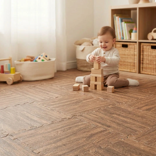 Waterproof Wood Grain Interlocking Foam Floor Tiles