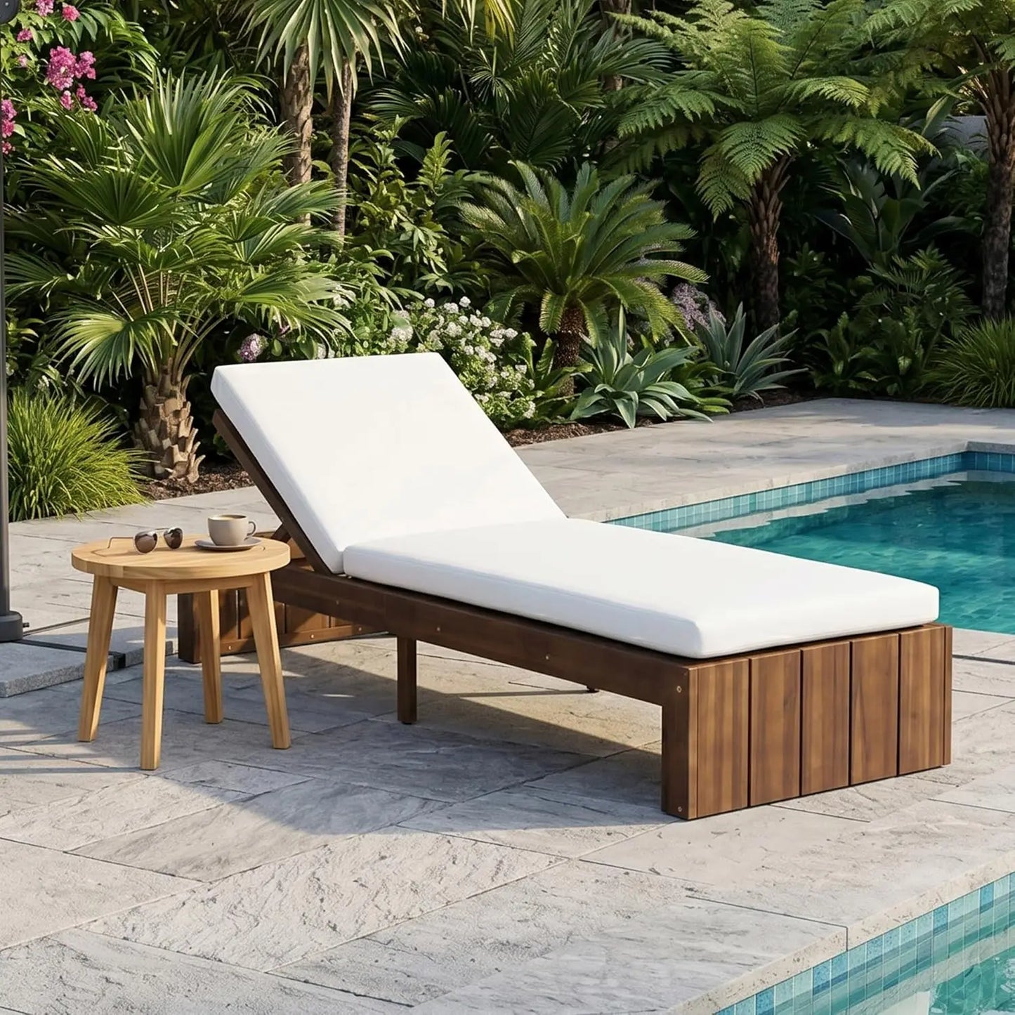 Five-Position Adjustable Outdoor Chaise Lounge Set With Table