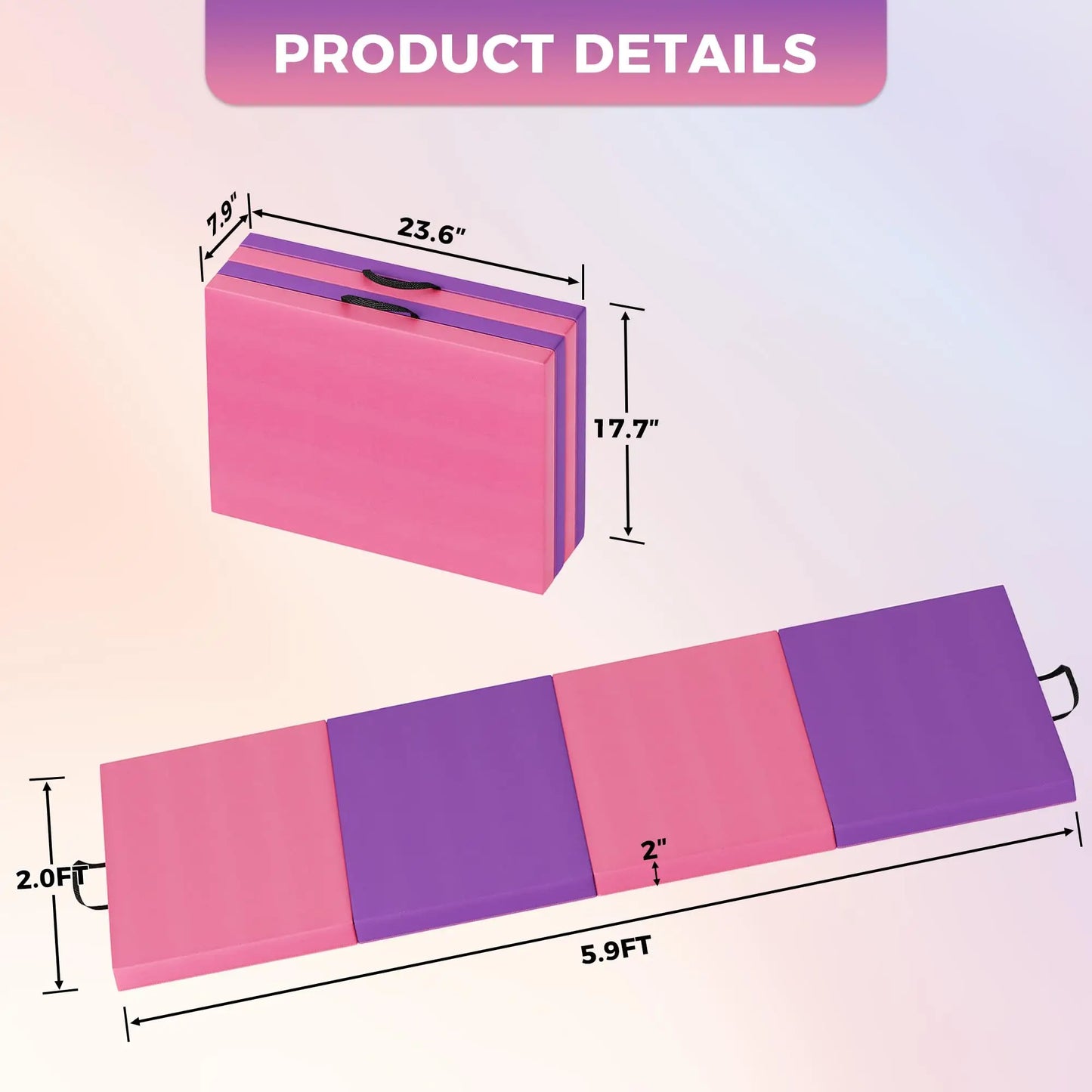 HiMISS 4-5 Fold Gymnastics Tumbling Mat For Yoga Pilates Aerobics