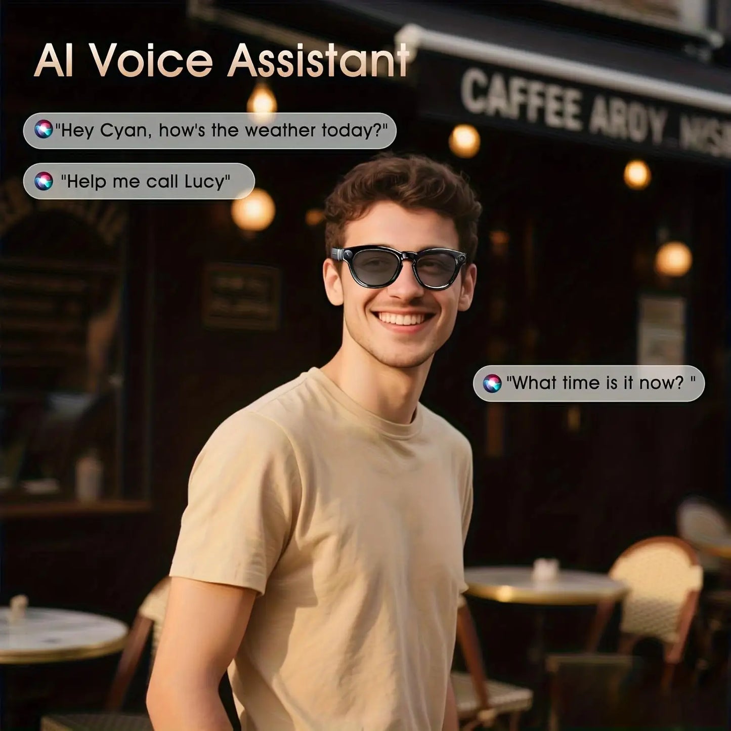 AI Translation Smart Glasses With Camera And Dual Microphones