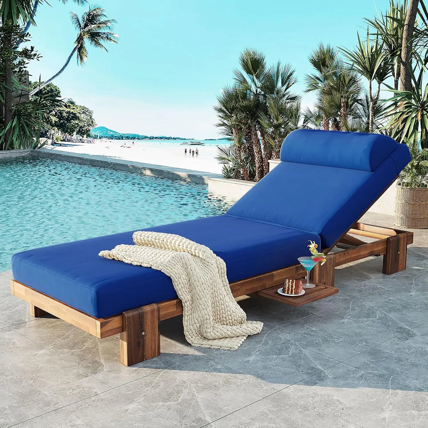 Five-Position Adjustable Outdoor Chaise Lounge Set With Table