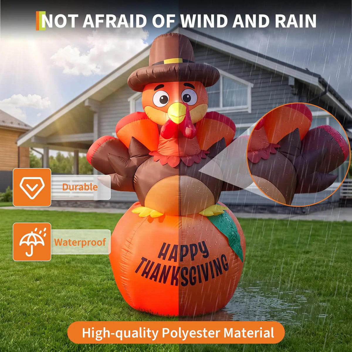 Thanksgiving Halloween Inflatable Turkey And Pumpkin LED Outdoor Yard Decoration