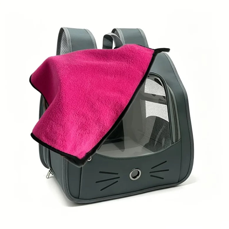 Two Piece Pet Backpack And Towel Set For Small Pets Carrier With Mesh Window