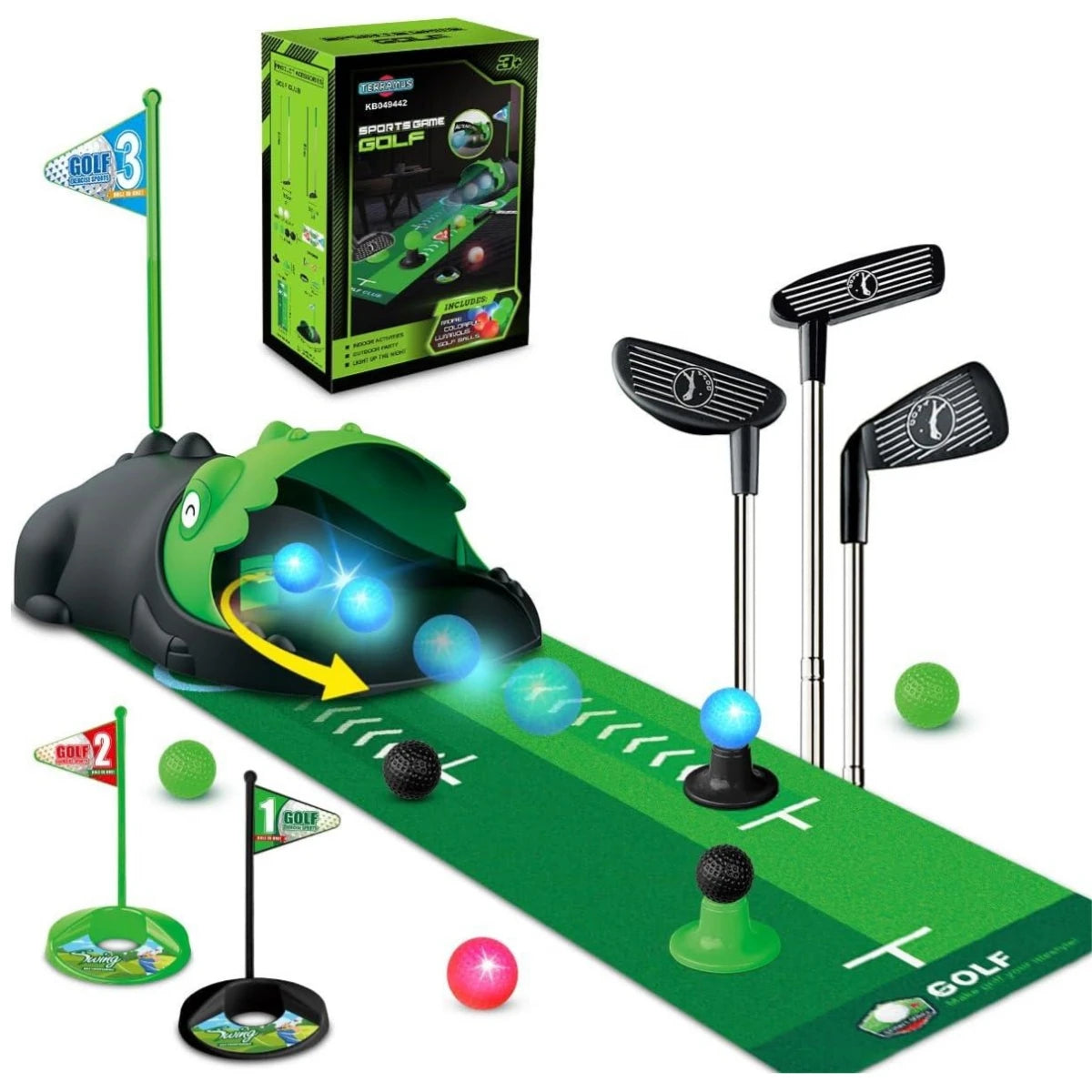 VATOS Kids Golf Set Auto Return Night Light Balls Toy