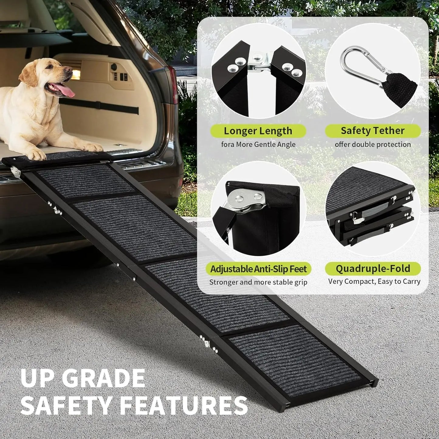 HiMISS Folding Dog Ramp For Cars Non Slip 250Lbs Pro