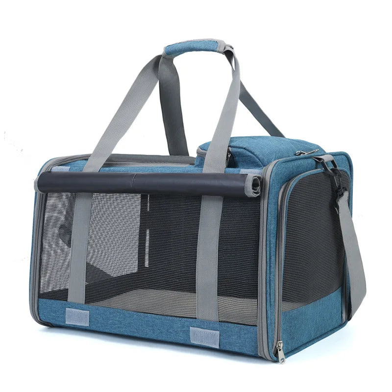Portable Expandable Pet Travel Bag Soft Sided Breathable Transparent Carrier