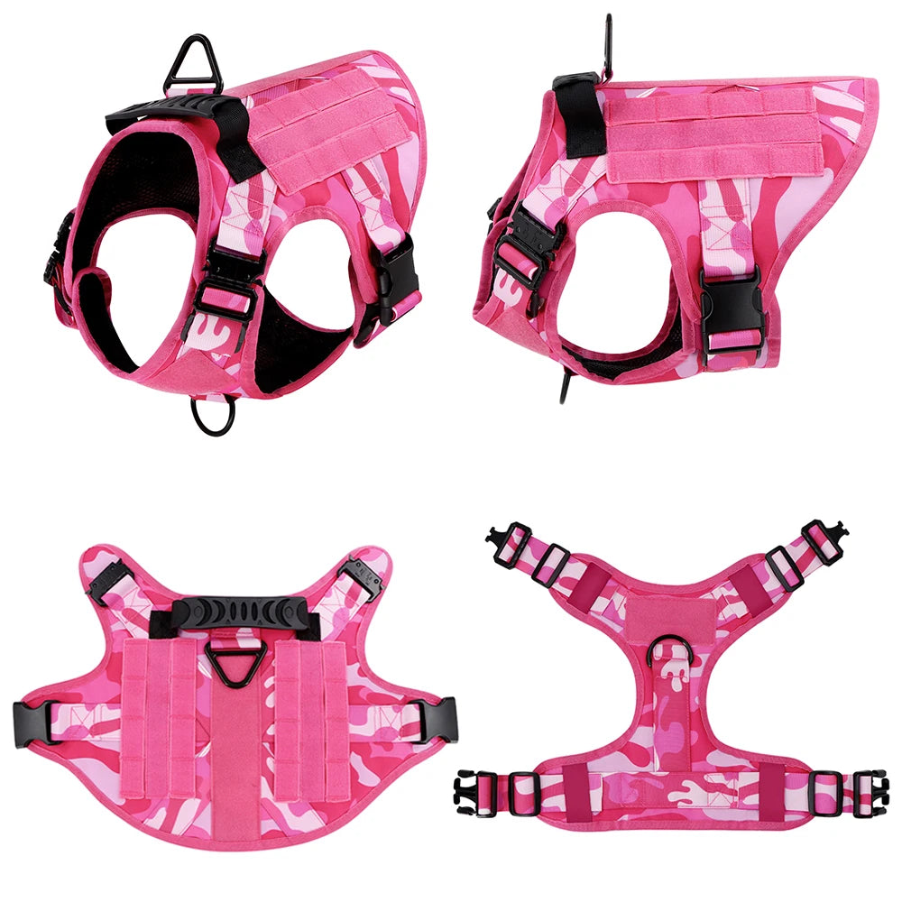 PETRAVEL Pink Camouflage Dog Harness For Large And Medium Dogs