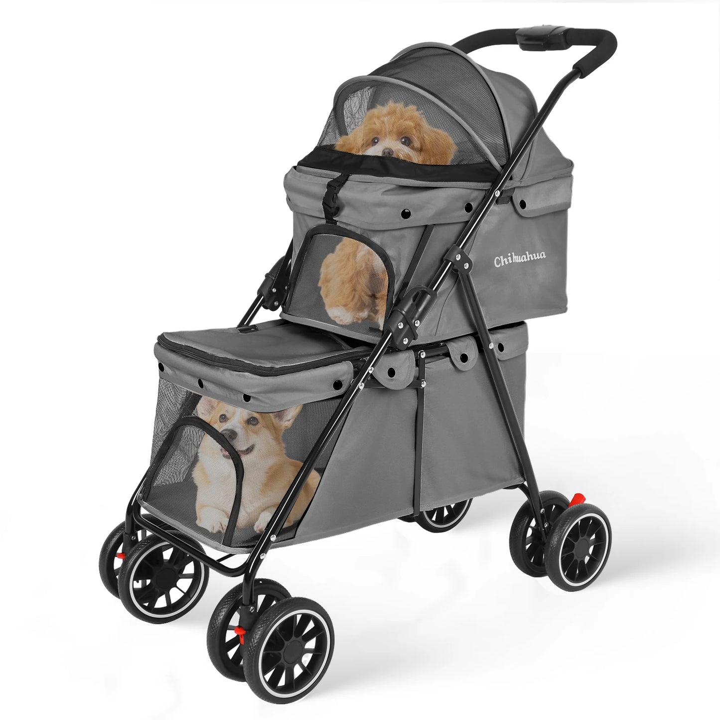 Double Pet Stroller for Dogs and Cats for Travel Comfort