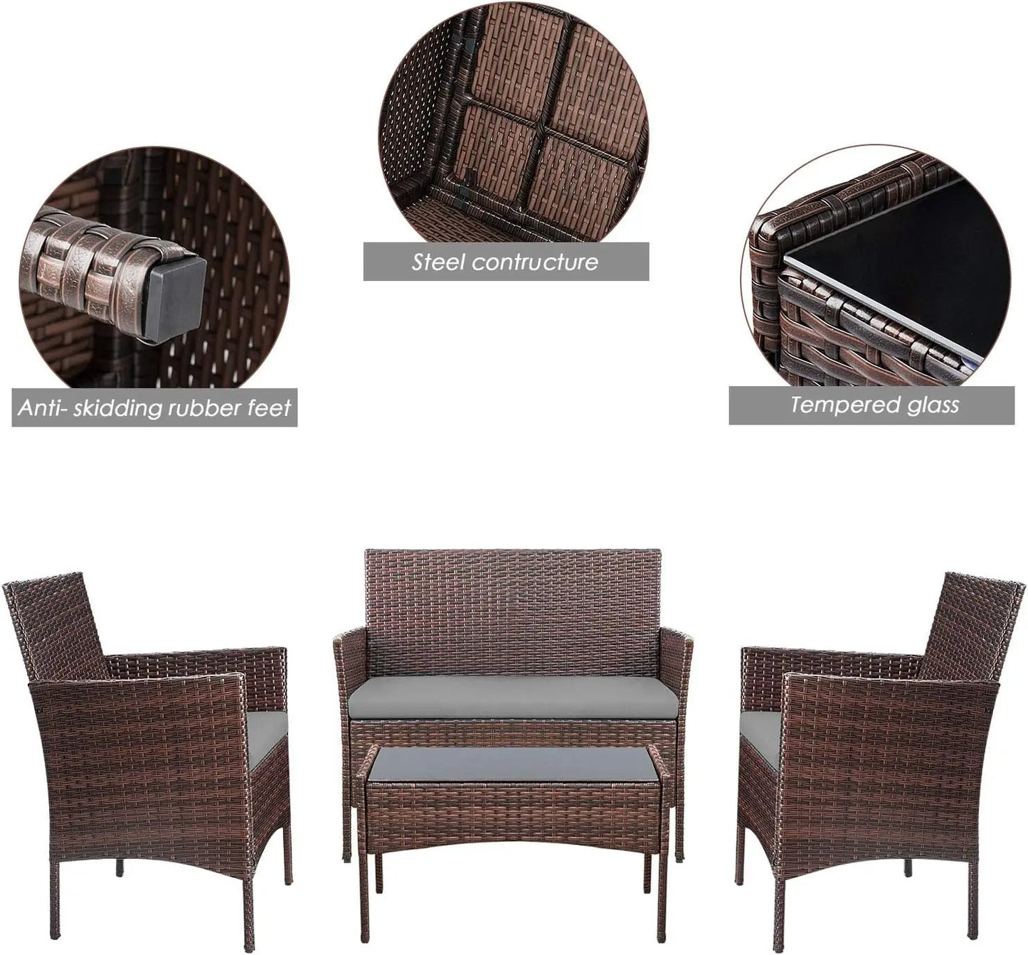 Outdoor Patio Furniture Sets Rattan Chair Wicker Set for Garden