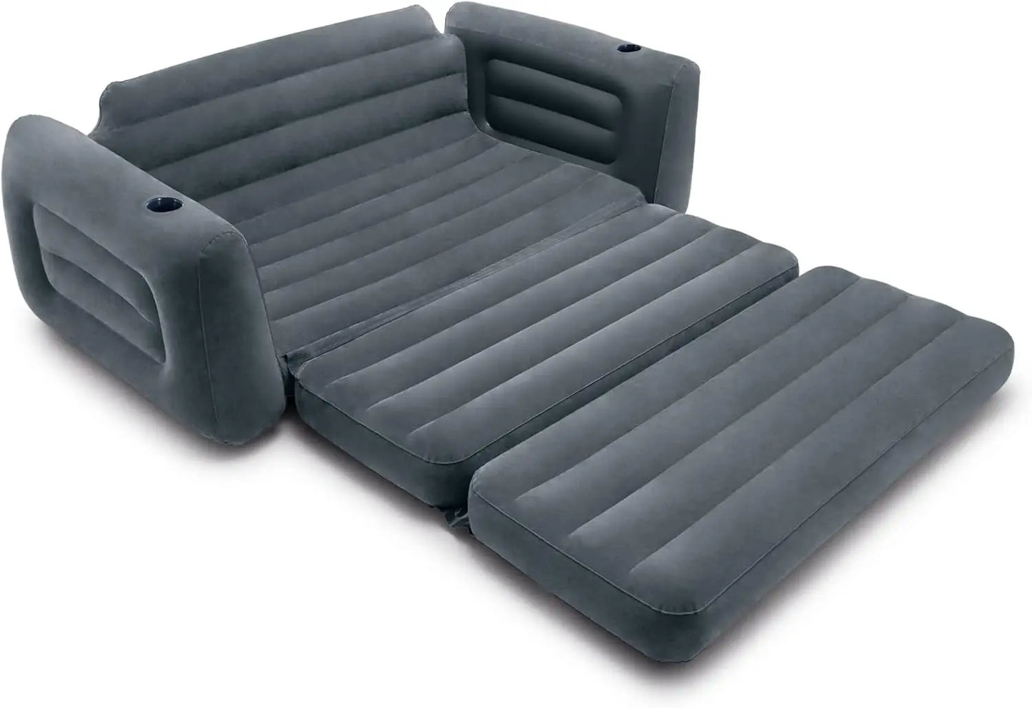 Inflatable Pullout Sofa Bed 2-In-1 With Cupholders And Quick Setup