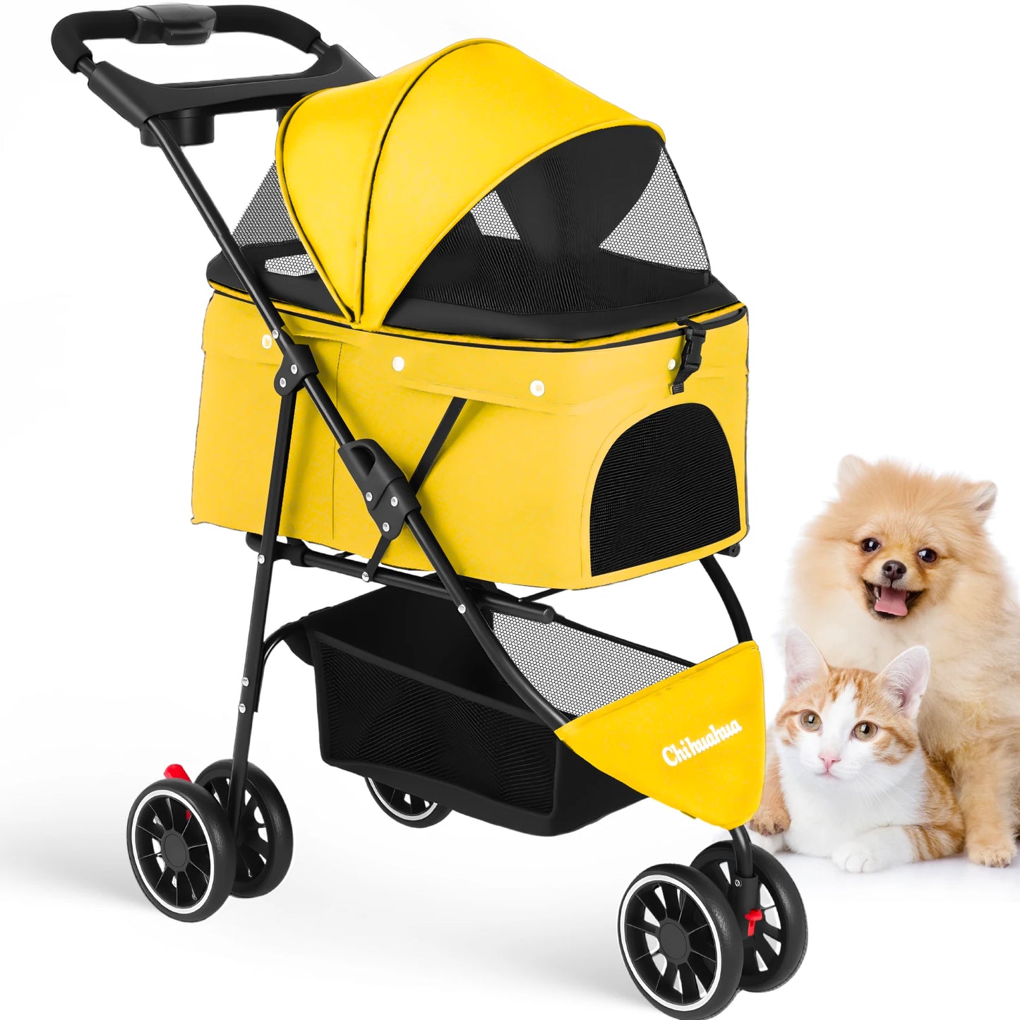 CHIHUAHUA Pet Stroller For Cats And Dogs Foldable Mesh Canopy