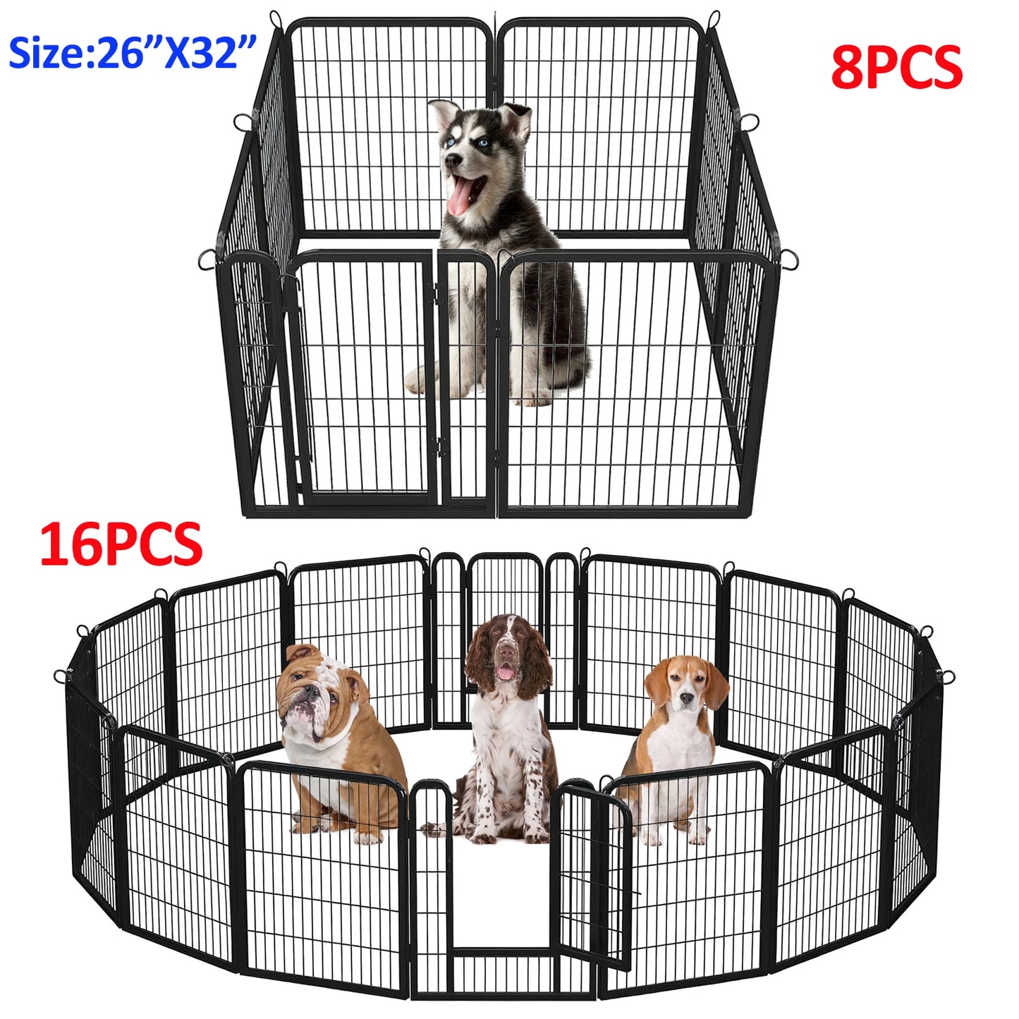 Foldable Metal Dog Playpen With Door For Indoor Outdoor Use