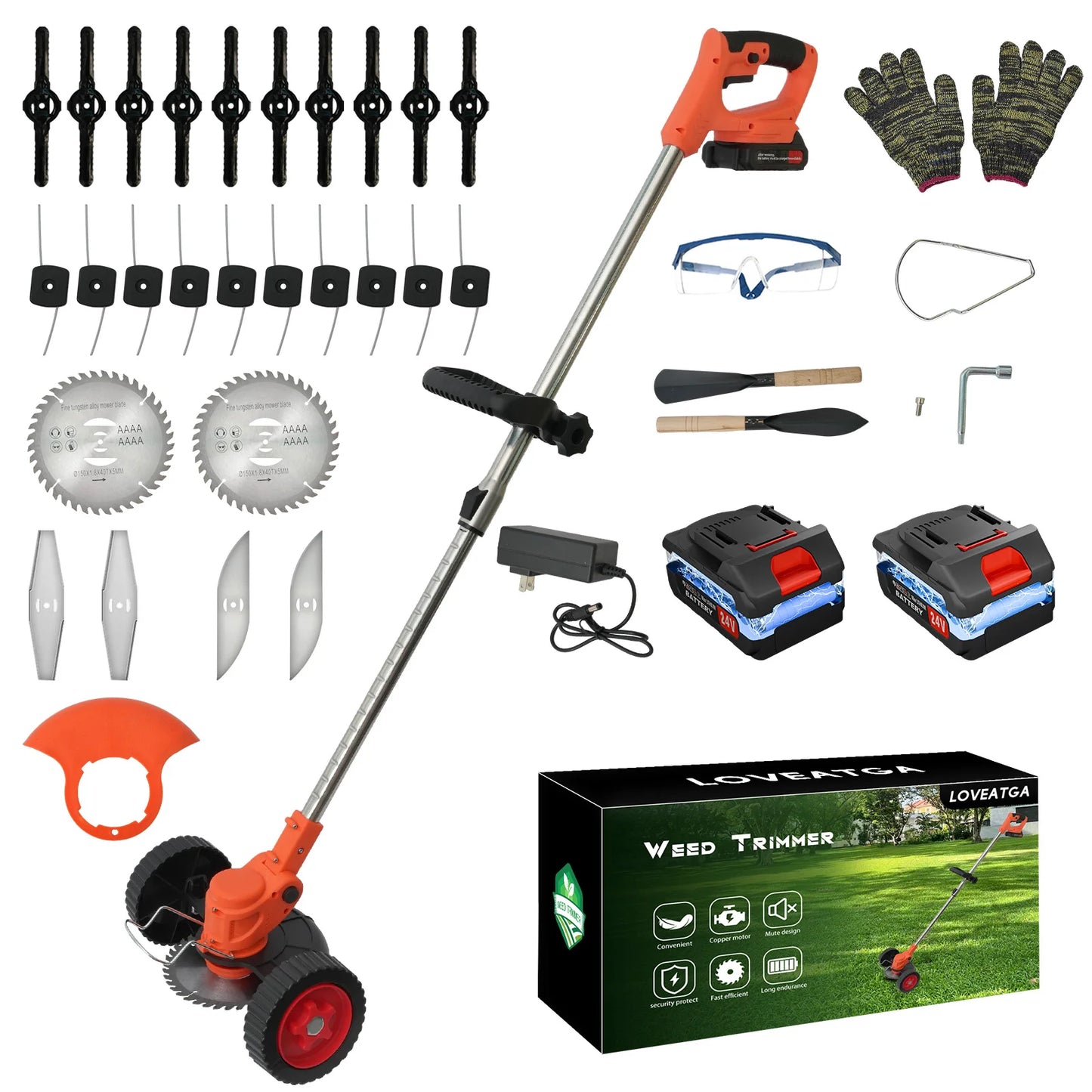 21V Cordless Grass Trimmer 3in1 With Batteries And Charger