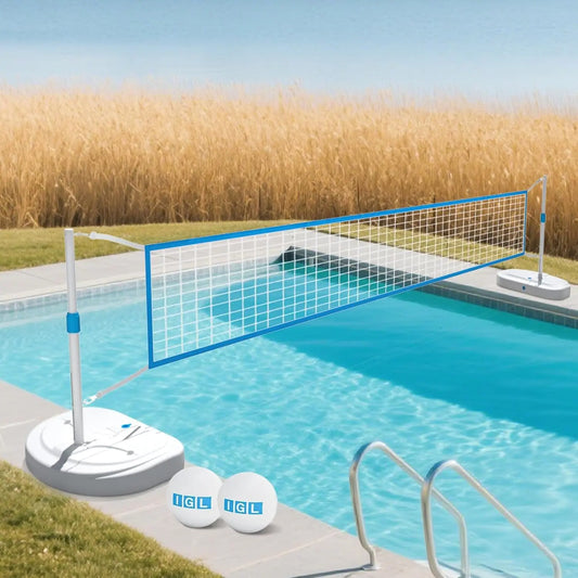 Pool Volleyball Set With Height Adjustable Net And Stainless Frame
