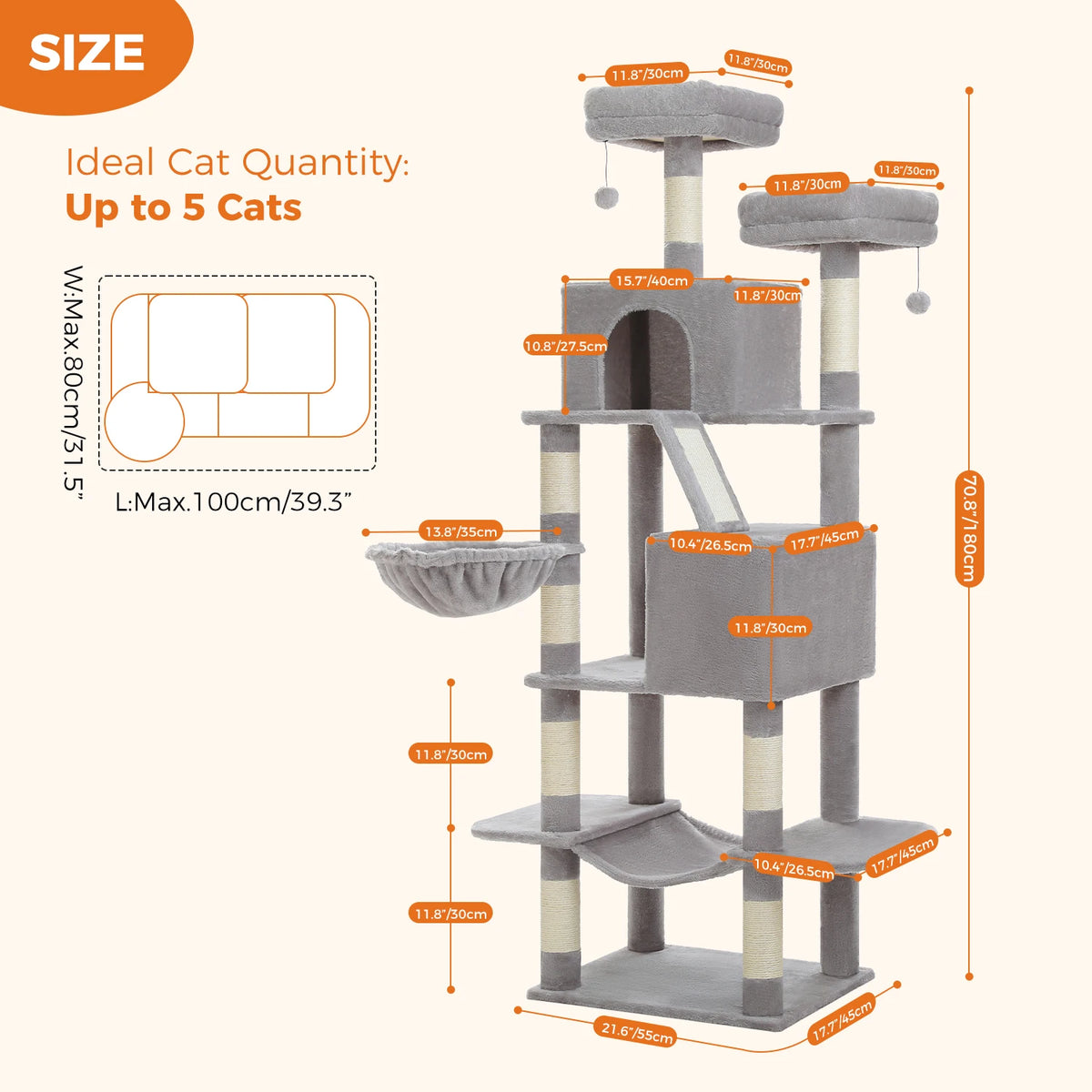 Pawz Road Indoor Cat Tree With Hammock And Scratching Posts
