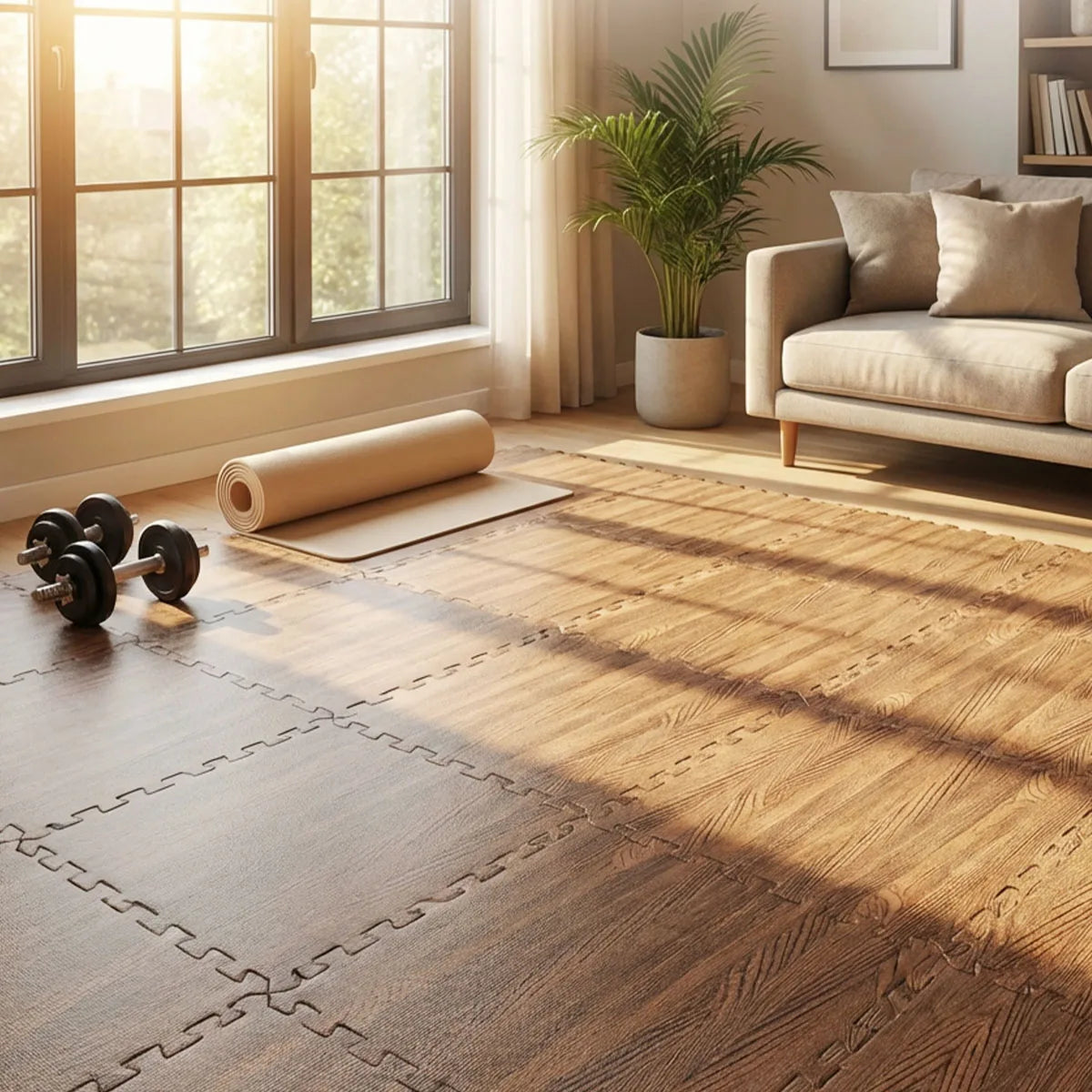Waterproof Wood Grain Interlocking Foam Floor Tiles