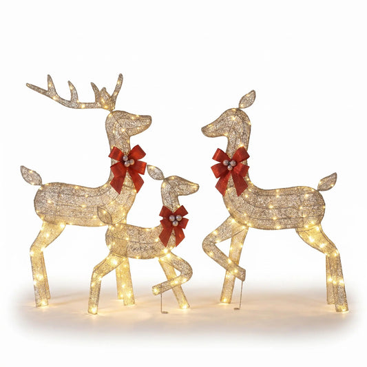 Lighted Christmas Deer Family Outdoor LED Yard Decoration