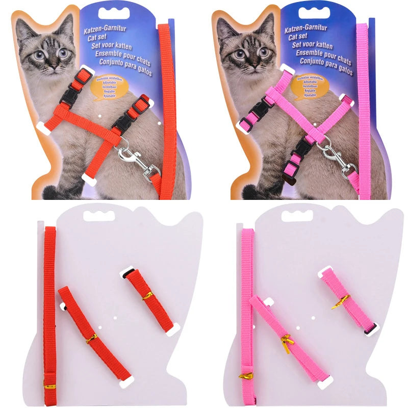 XLeiPet Adjustable Cat Collar Harness Set For Pets