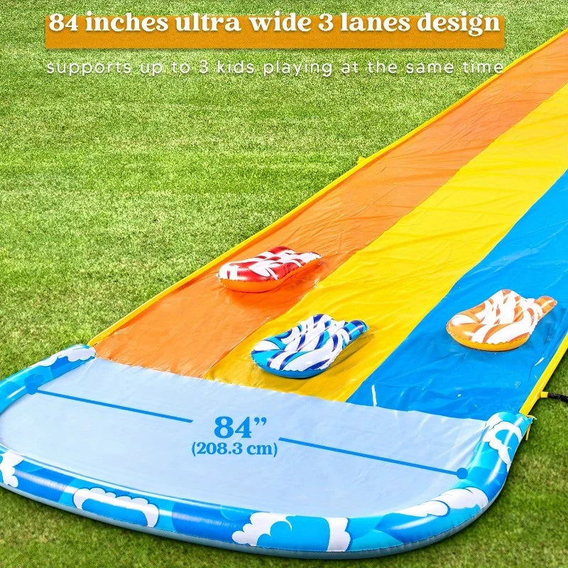 Joyfy Triple Water Slide for Backyard With Body Boards