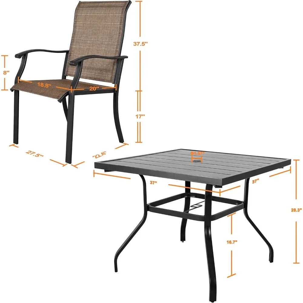 Patio Dining Set With Umbrella Hole And Iron Table