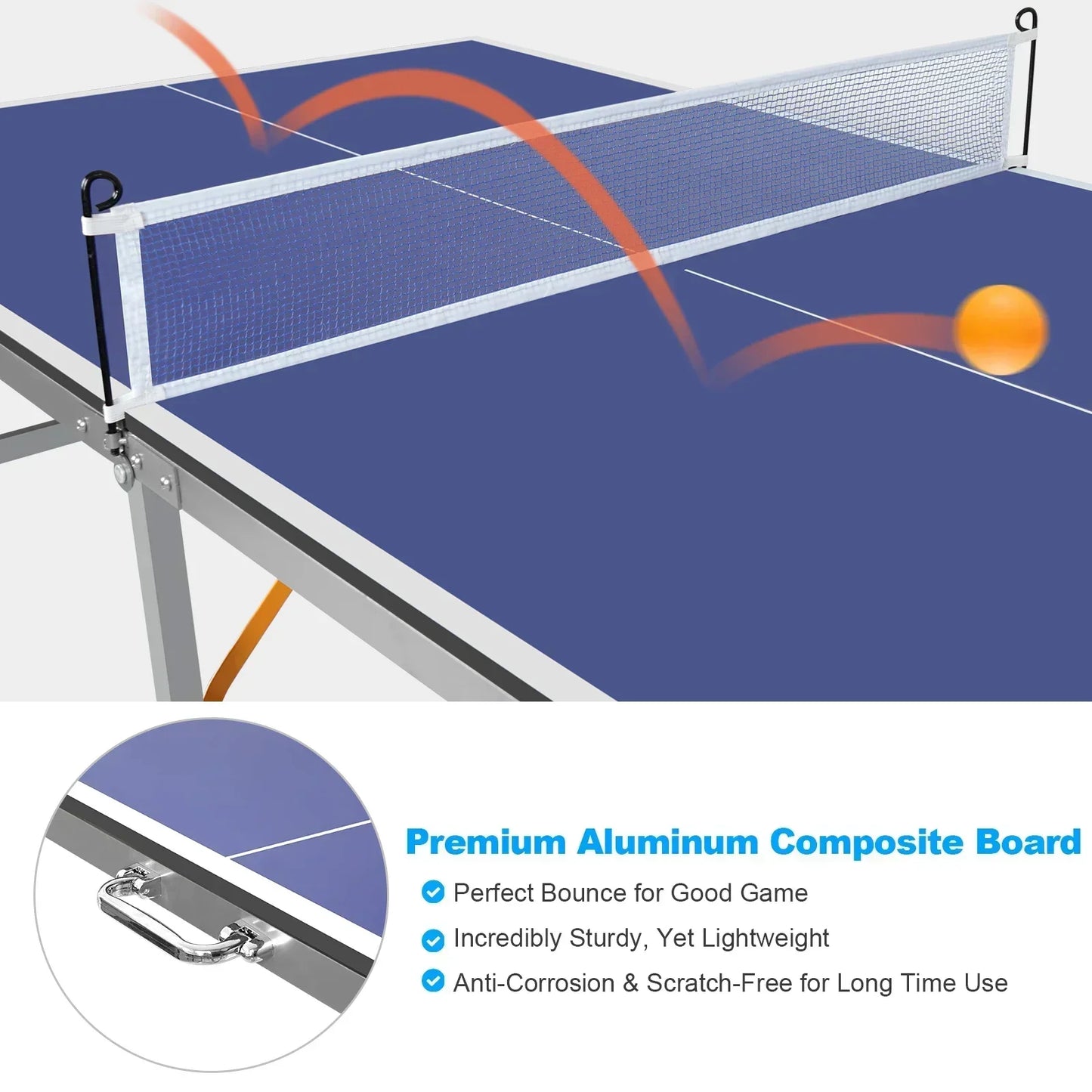 Foldable Portable Table Tennis Set With Net And Paddles