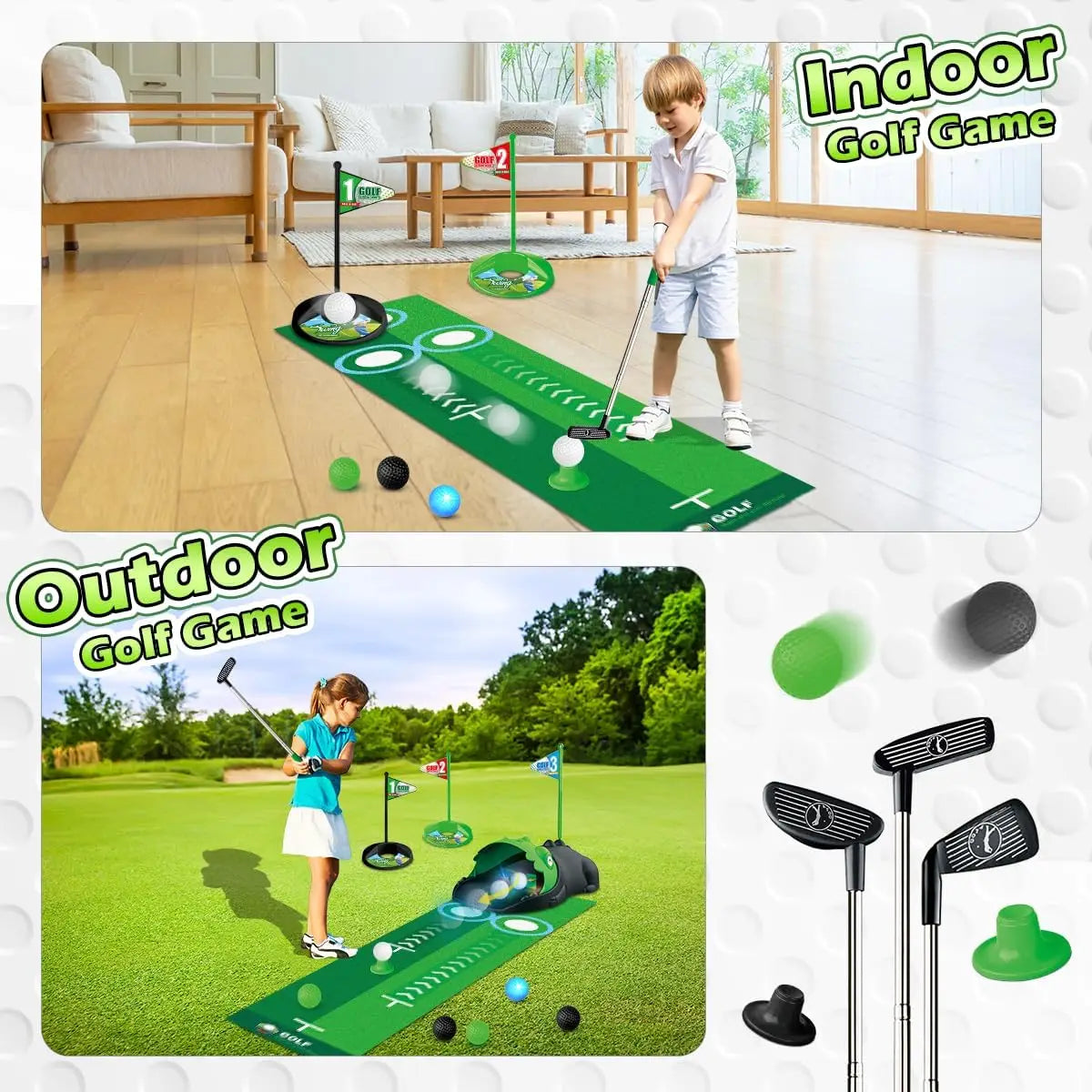 VATOS Kids Golf Set Auto Return Night Light Balls Toy