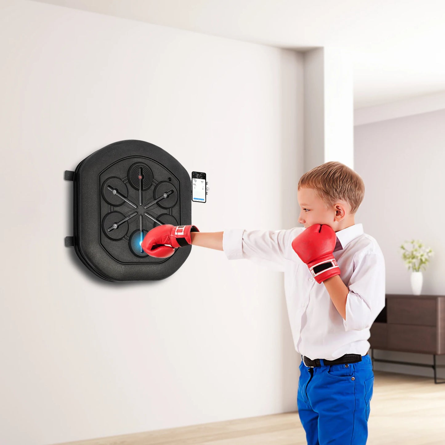 Bymaocar Wall Mounted Bluetooth Boxing Trainer With Gloves