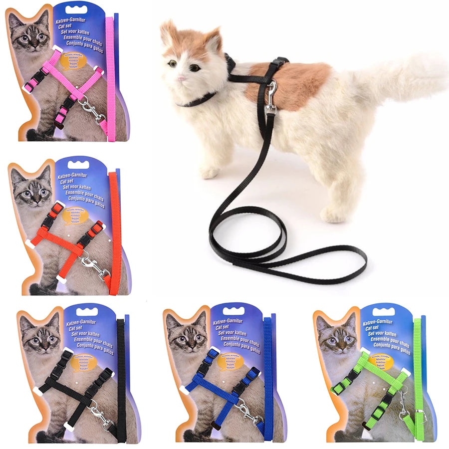XLeiPet Adjustable Cat Collar Harness Set For Pets