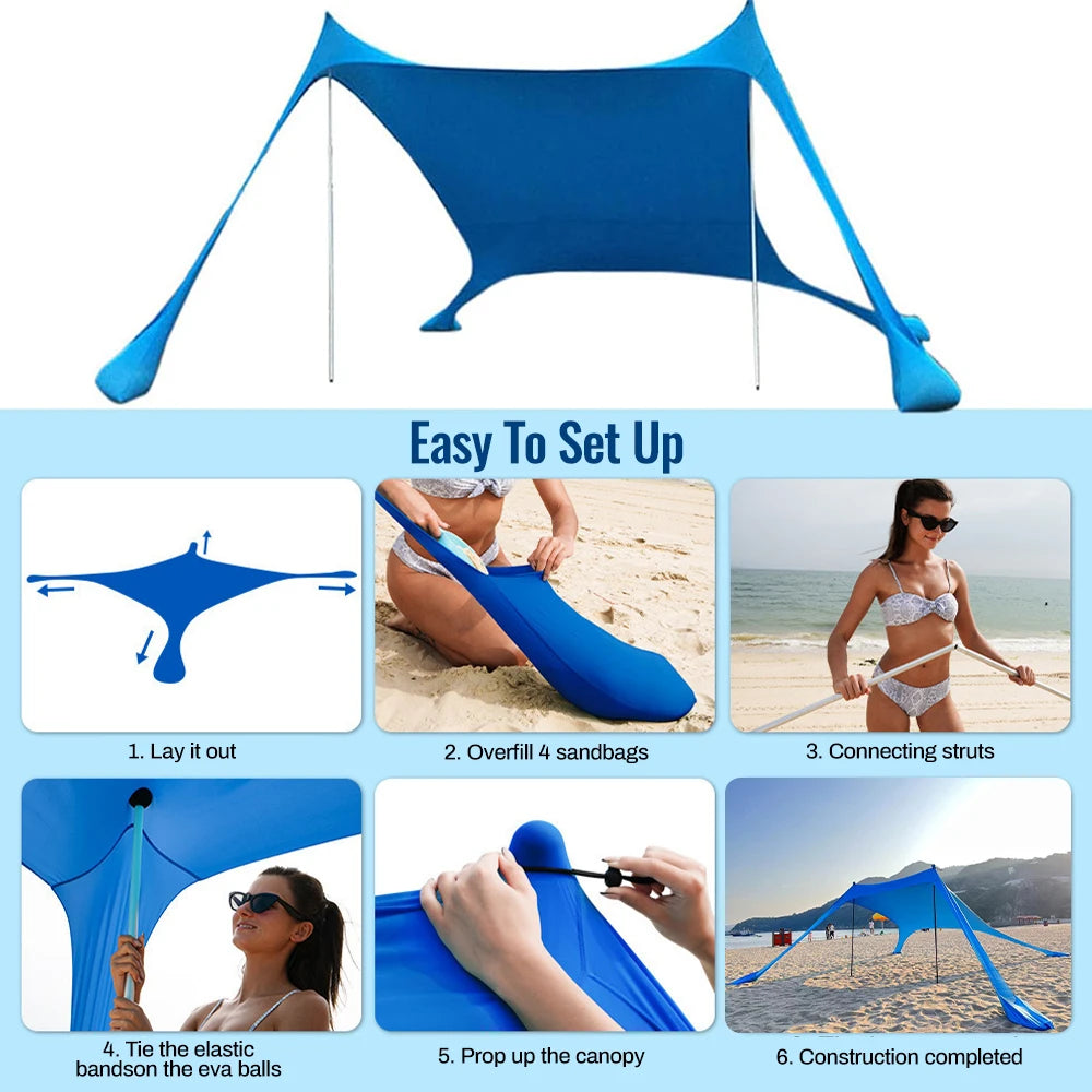 Portable Lycra Beach Canopy Tent UV Protection Sunshade Shelter