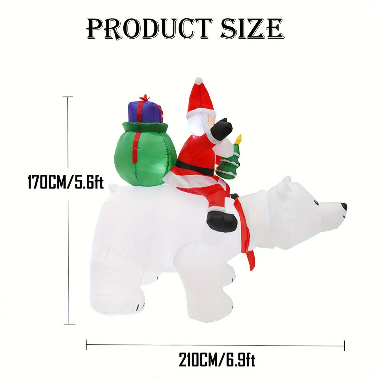 LED Inflatable Santa Riding Polar Bear With Shaking Head Decor