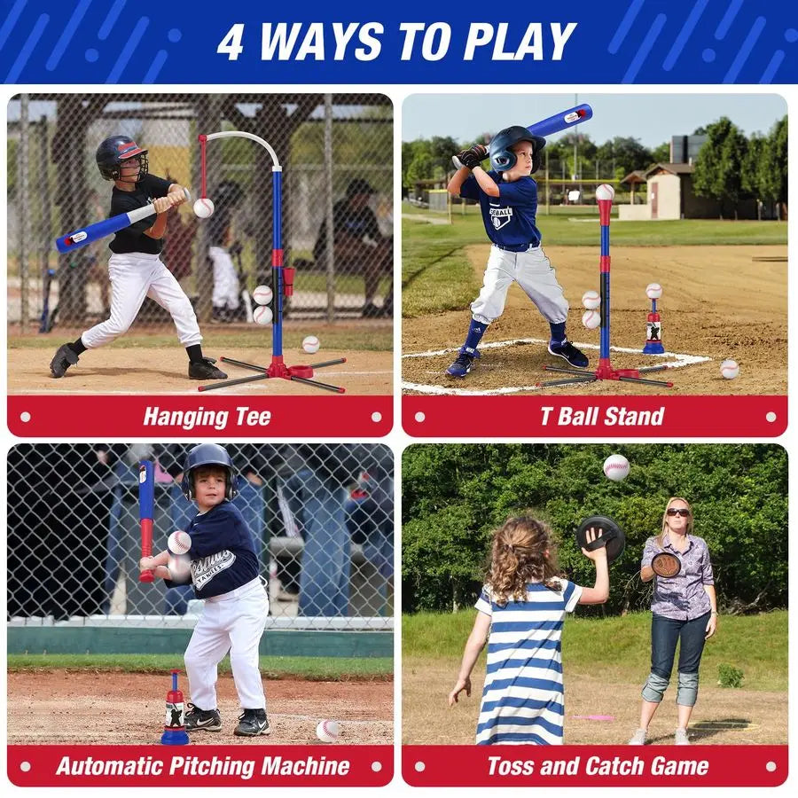 T Ball Set 4 In 1 For Kids With Auto Pitching Machine And Bats