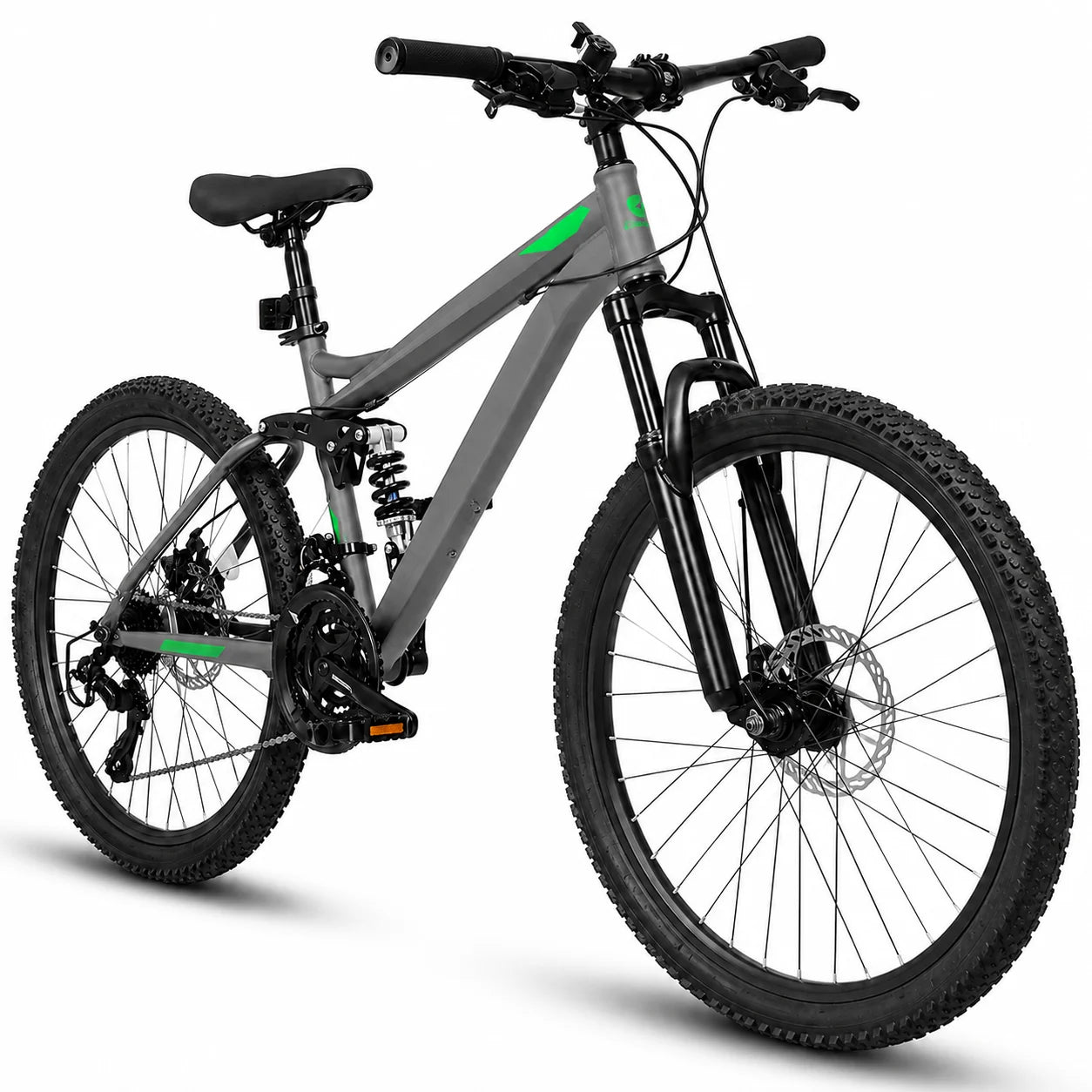 Full Suspension Mountain Bike With 21-Speed Disc Brakes
