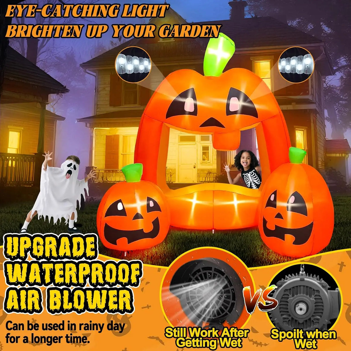 Halloween Inflatable Pumpkin Photo Booth Frame with LED Lights