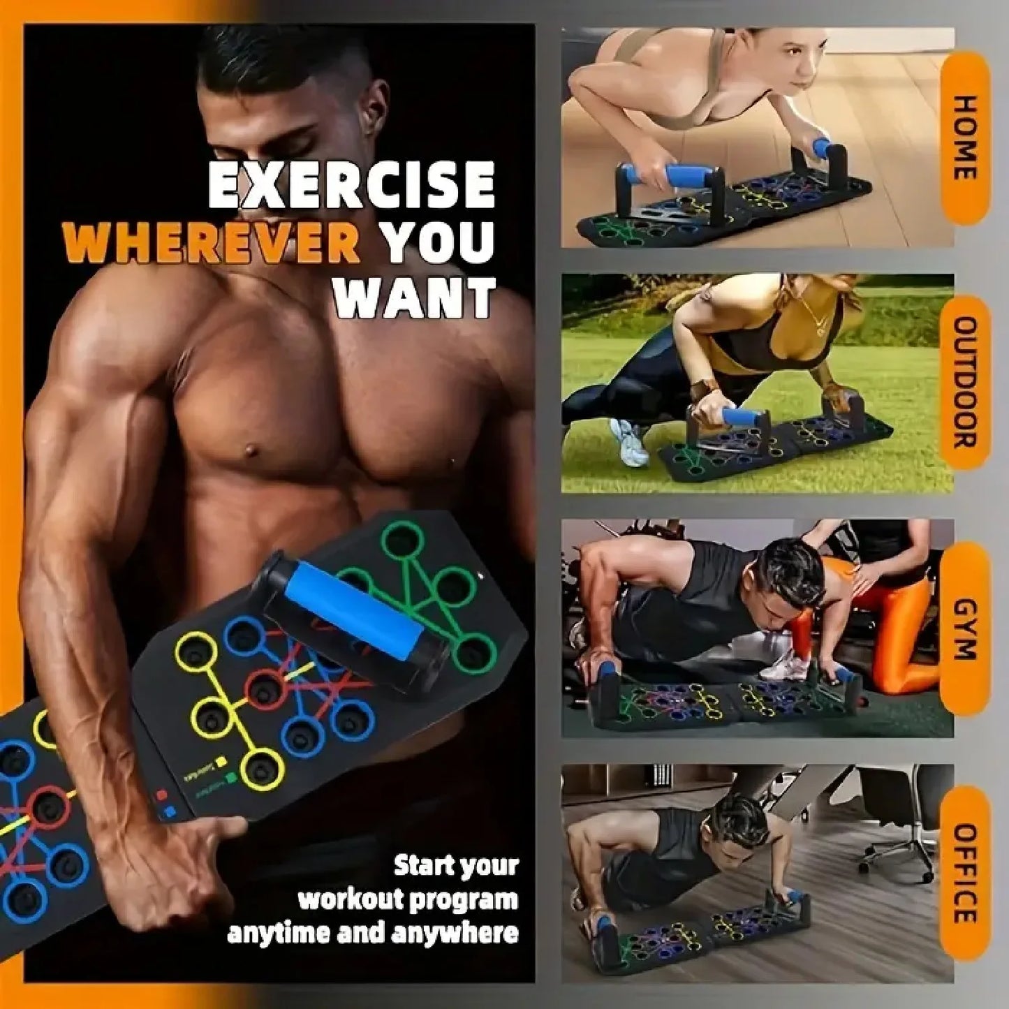 Portable Multifunction Push-Up Board Set With Handles For Training