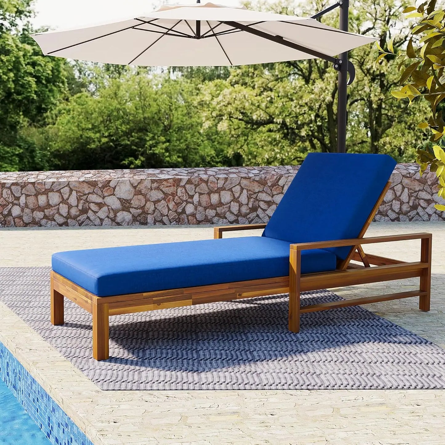 Five-Position Adjustable Outdoor Chaise Lounge Set With Table