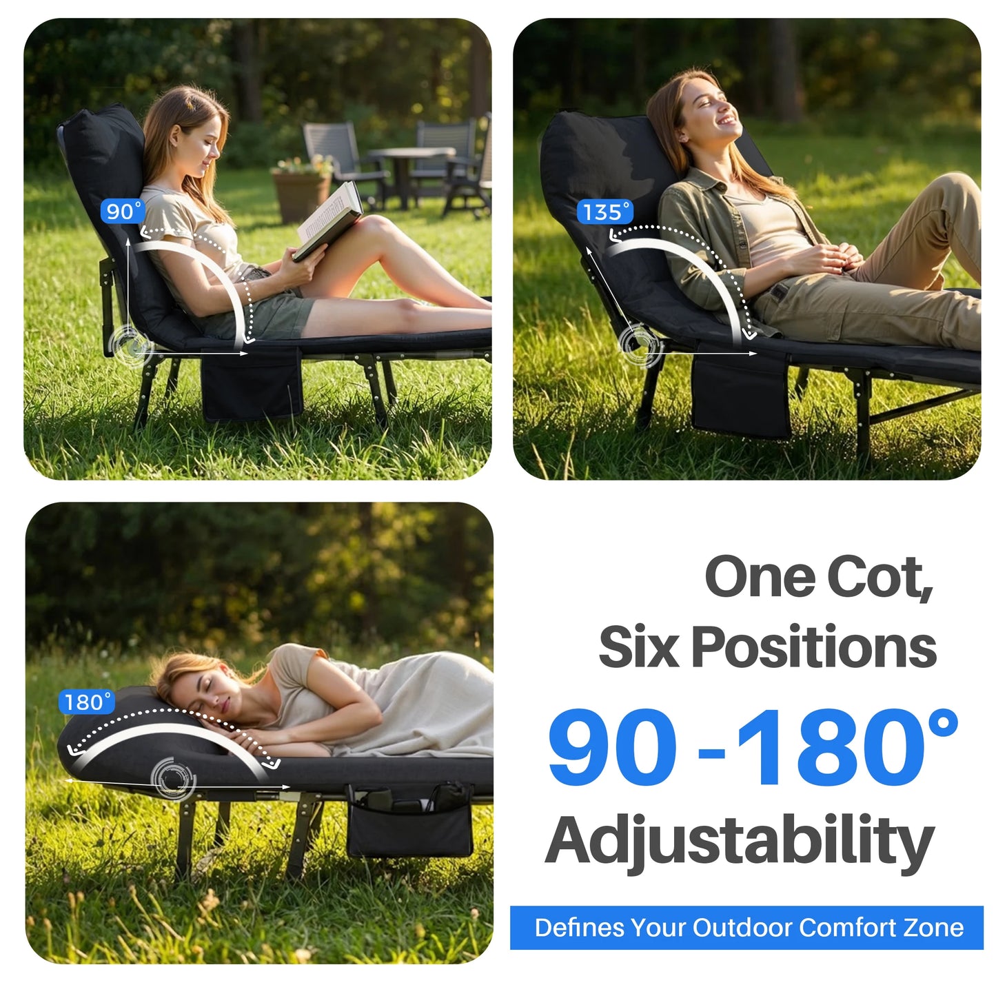 JHK Folding Camping Bed With Mattress Cot 450 Lb Capacity