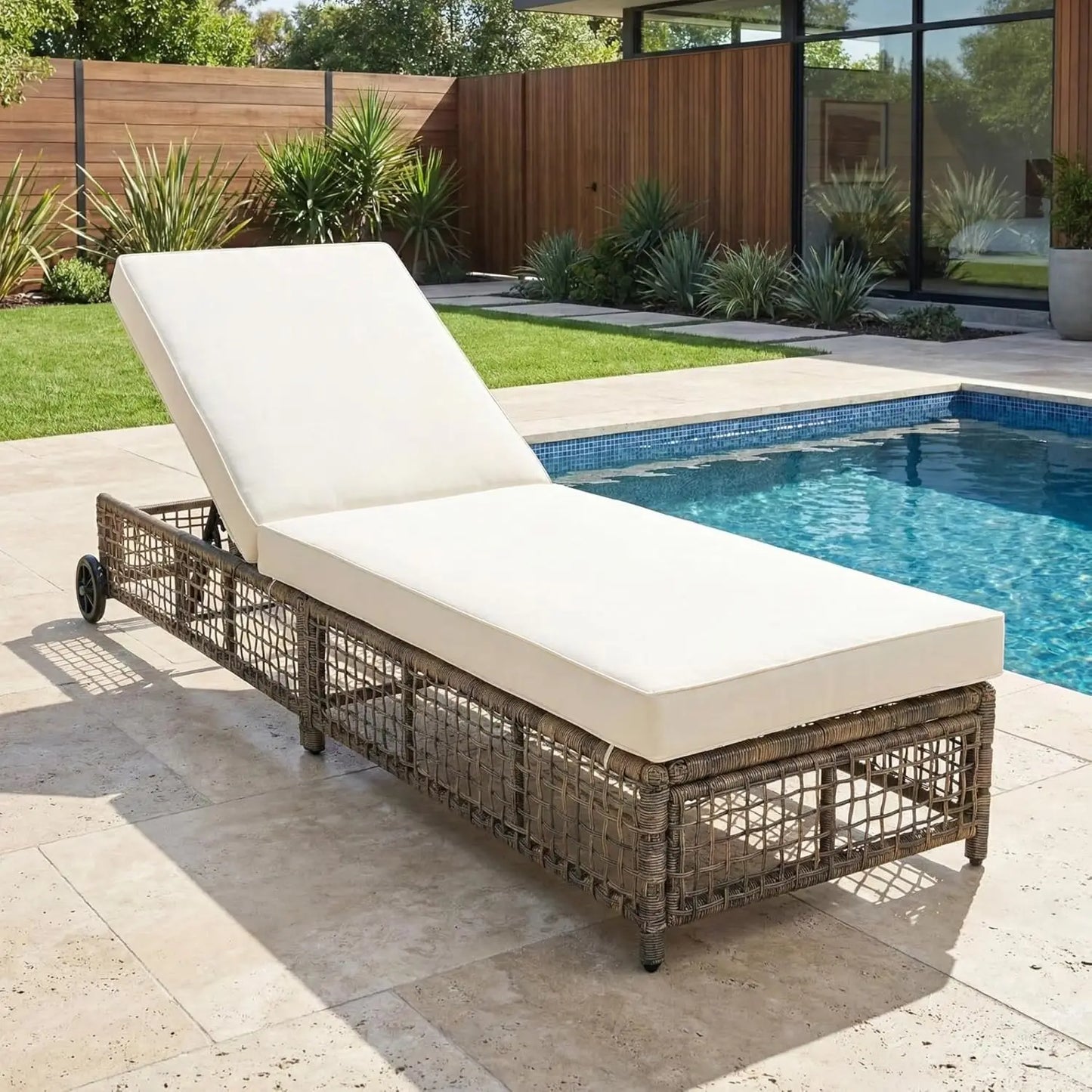 Five-Position Adjustable Outdoor Chaise Lounge Set With Table