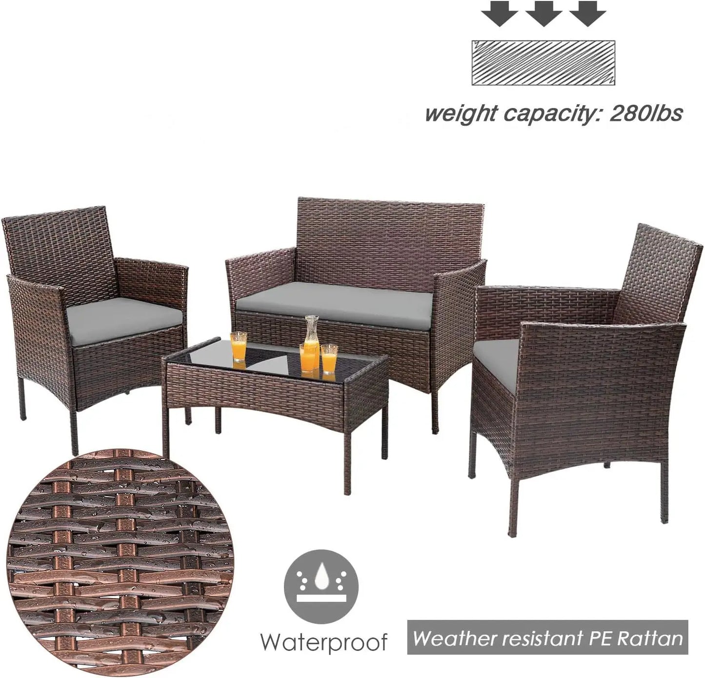 Outdoor Patio Furniture Sets Rattan Chair Wicker Set for Garden