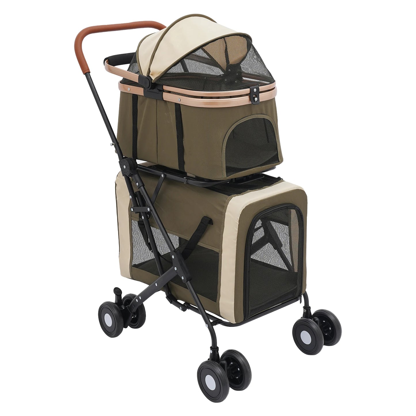 Bymaocar Foldable Pet Stroller With Safety Locks Sunshade Cushions Travel