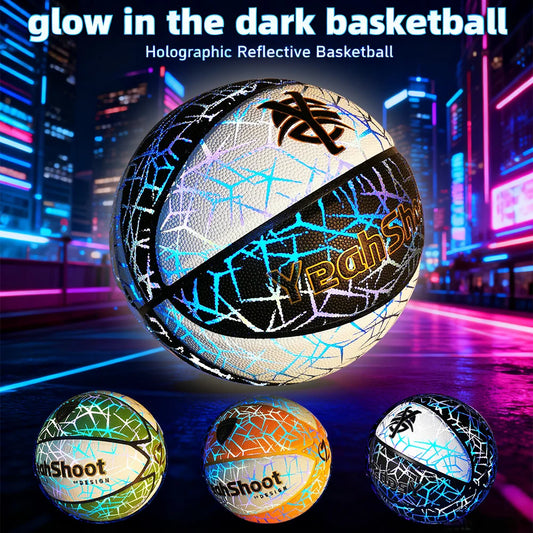 Luminescent Holographic Basketball For Evening Practice