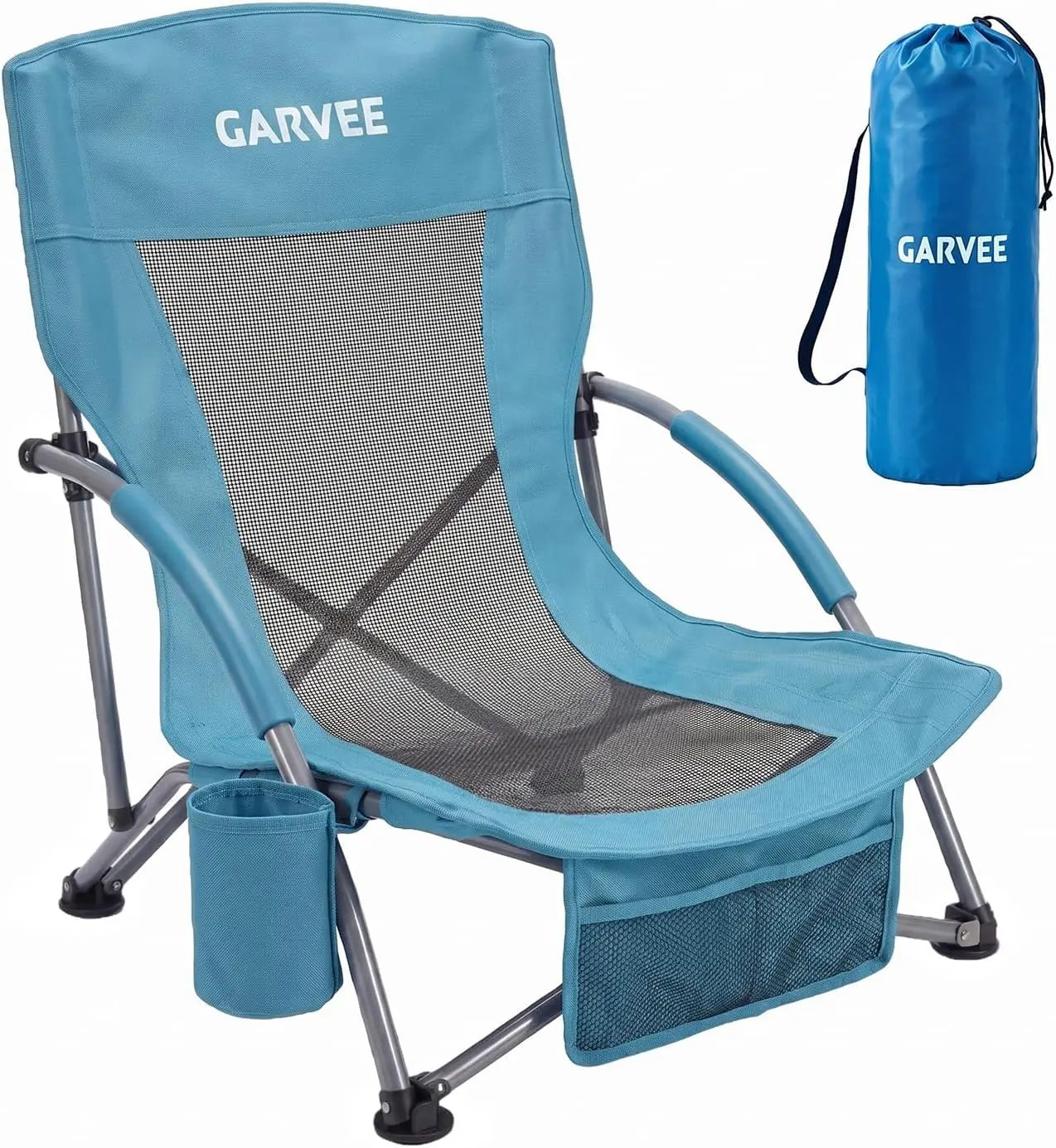 HiMISS High Back Folding Beach Chair With Cup Holder