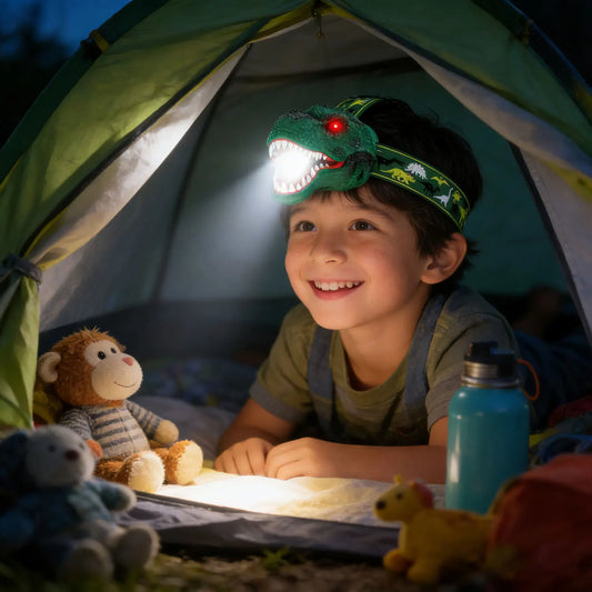 Dinosaur Kids Headlamp Rechargeable LED With Roar And Silent Modes